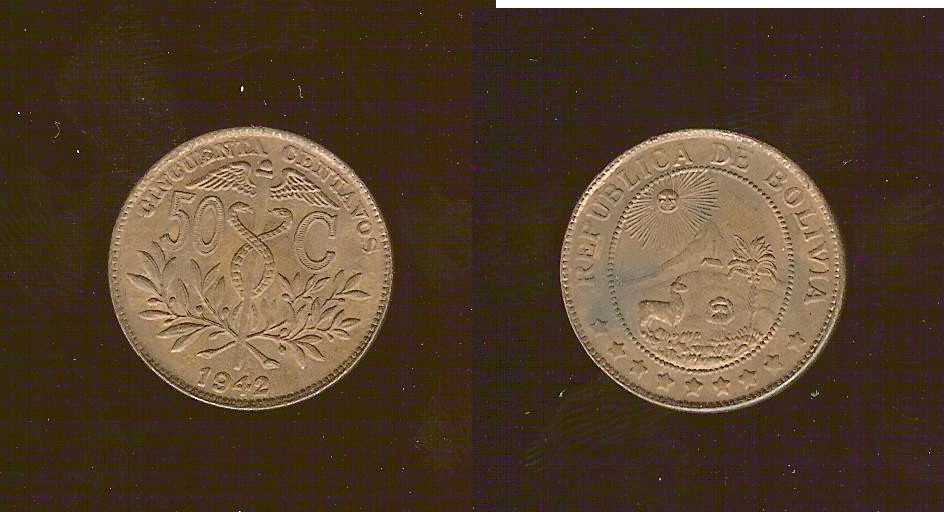 Bolivia 50 centavos 1942 AU